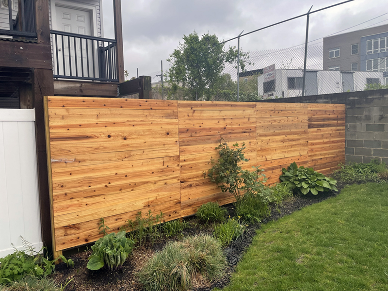 Lowe's cedar pickets horizontal privacy fence install