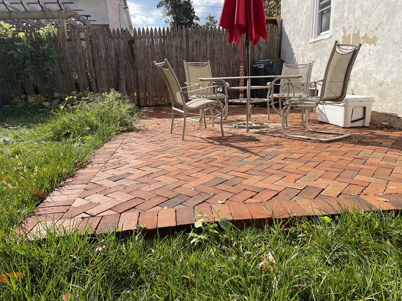 Germantown herringbone brick patio